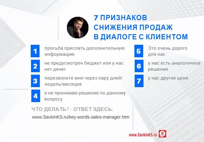 Менеджер по продажам - 7 признаков падения продаж в диалоге с клиентом