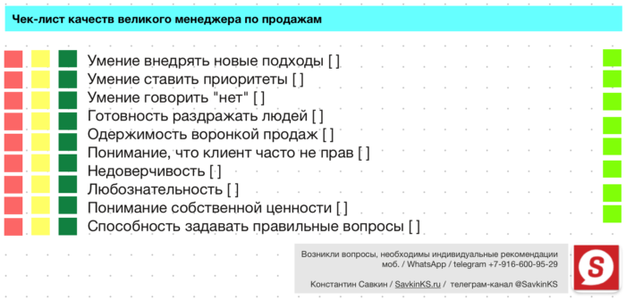 Чек-лист качеств великого продавца